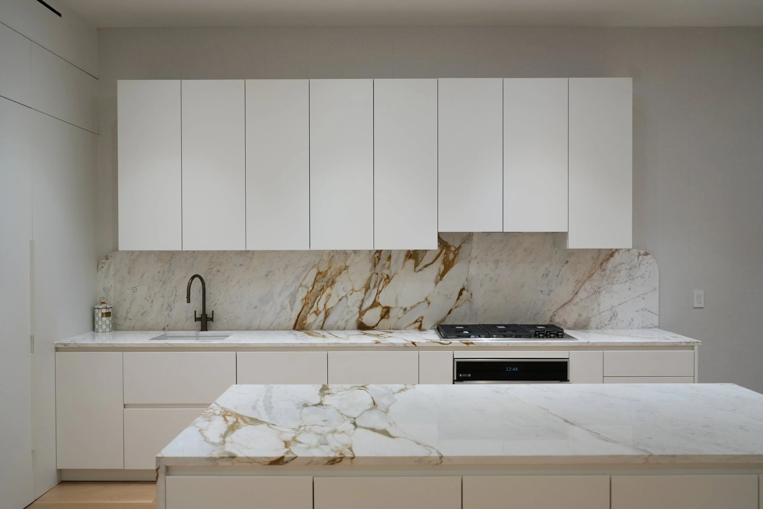 Modern white kitchen photography for cabinetry portfolio