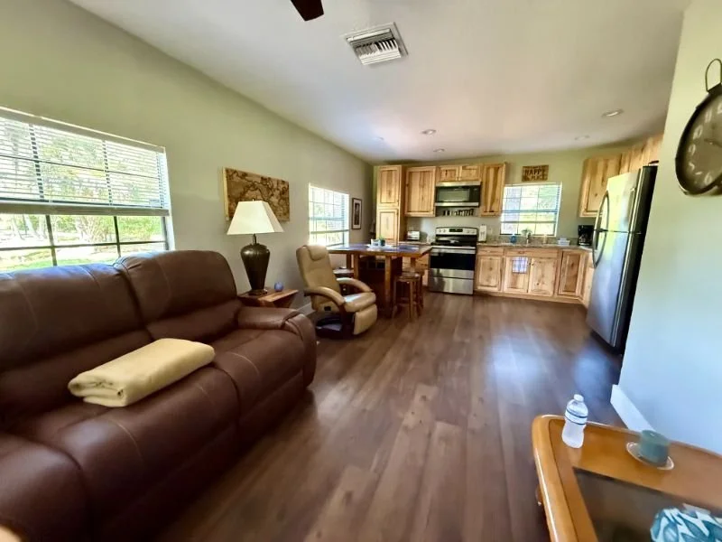 Kitchen and Living Room at The Pond House