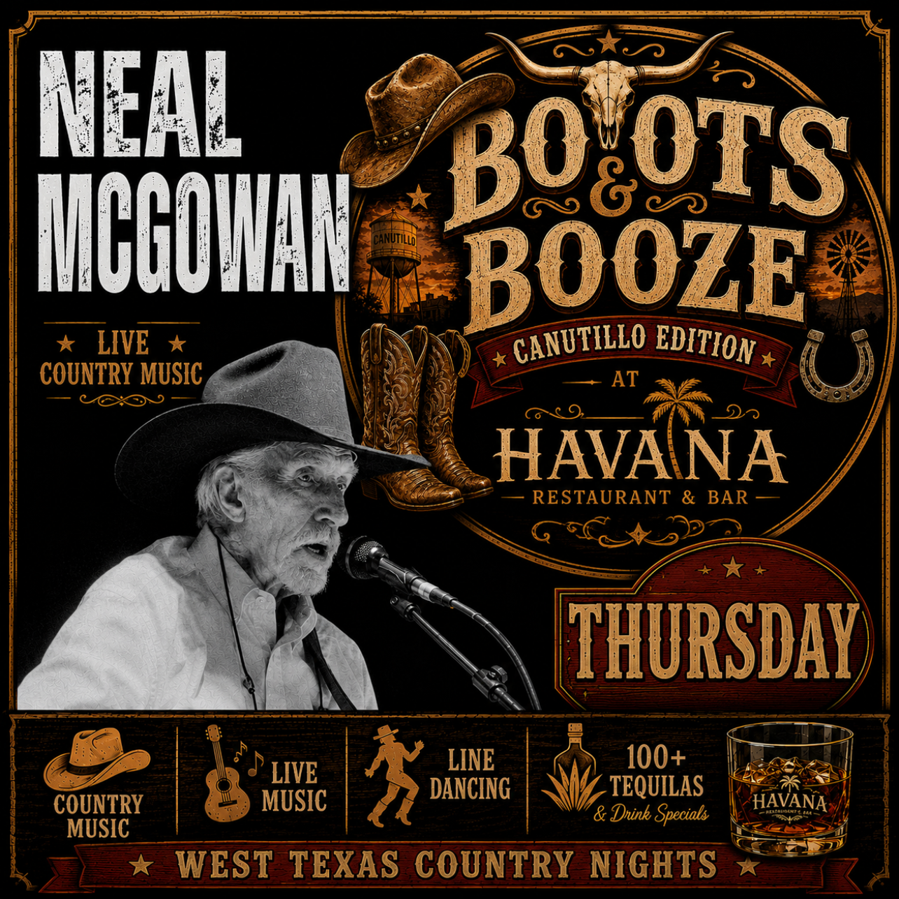 Boots and Booze Country  Thursdays.  