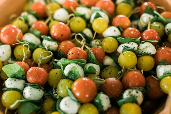 Delicious and homemade vegetables and cheeses for catering menus