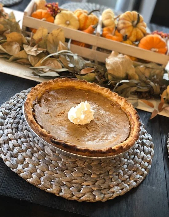 Homemade pumpkin pie for Thanksgiving catering near me