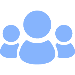 Icon of three stylized human figures in blue, with one larger figure in the center and two smaller ones on the sides.