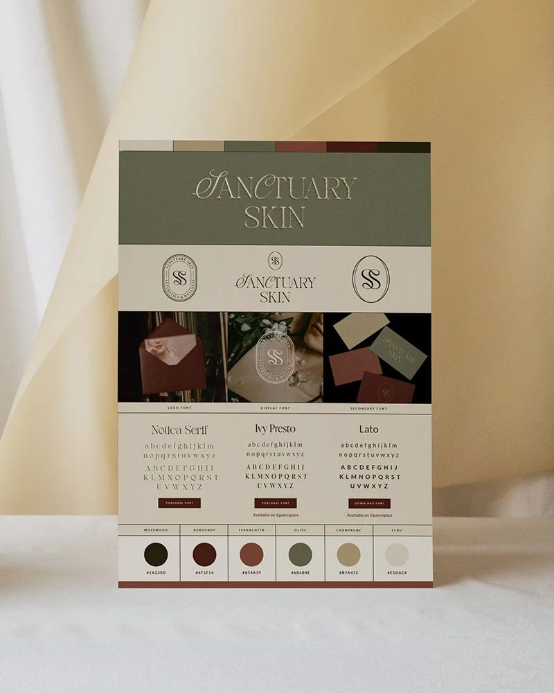 The Minimalist Branding Package Brand Style Sheet for Aesthetician Skincare Brand by Everwest Design Studio in Bend, Oregon