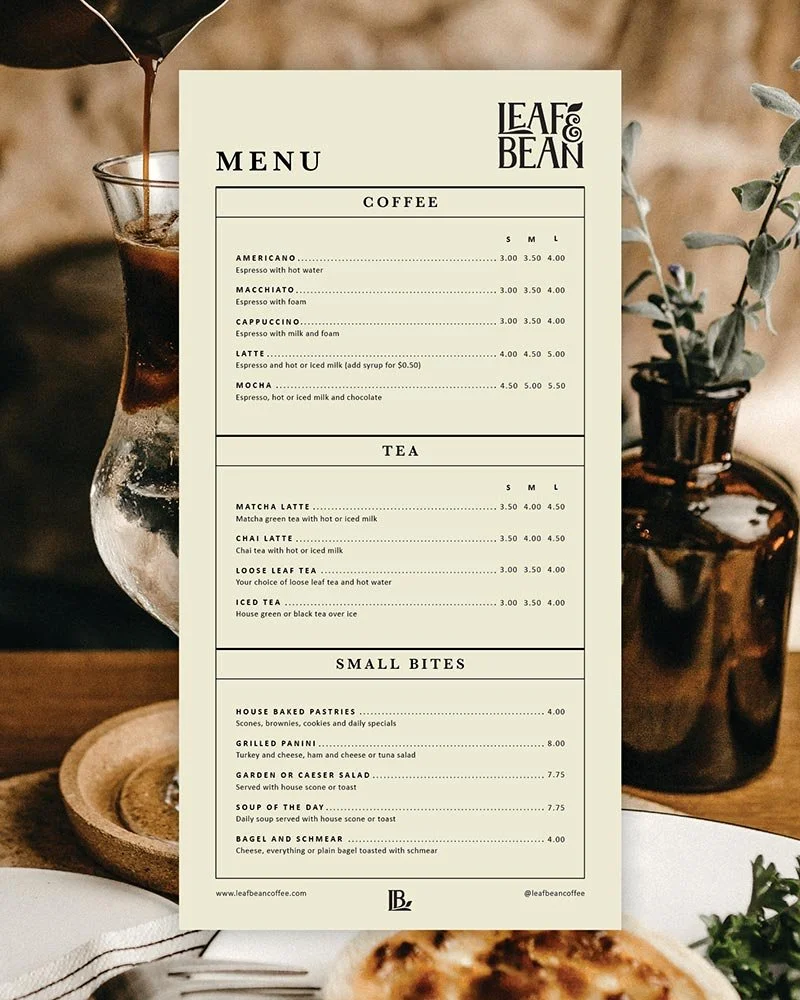 Coffee Shop Branding Menu Design