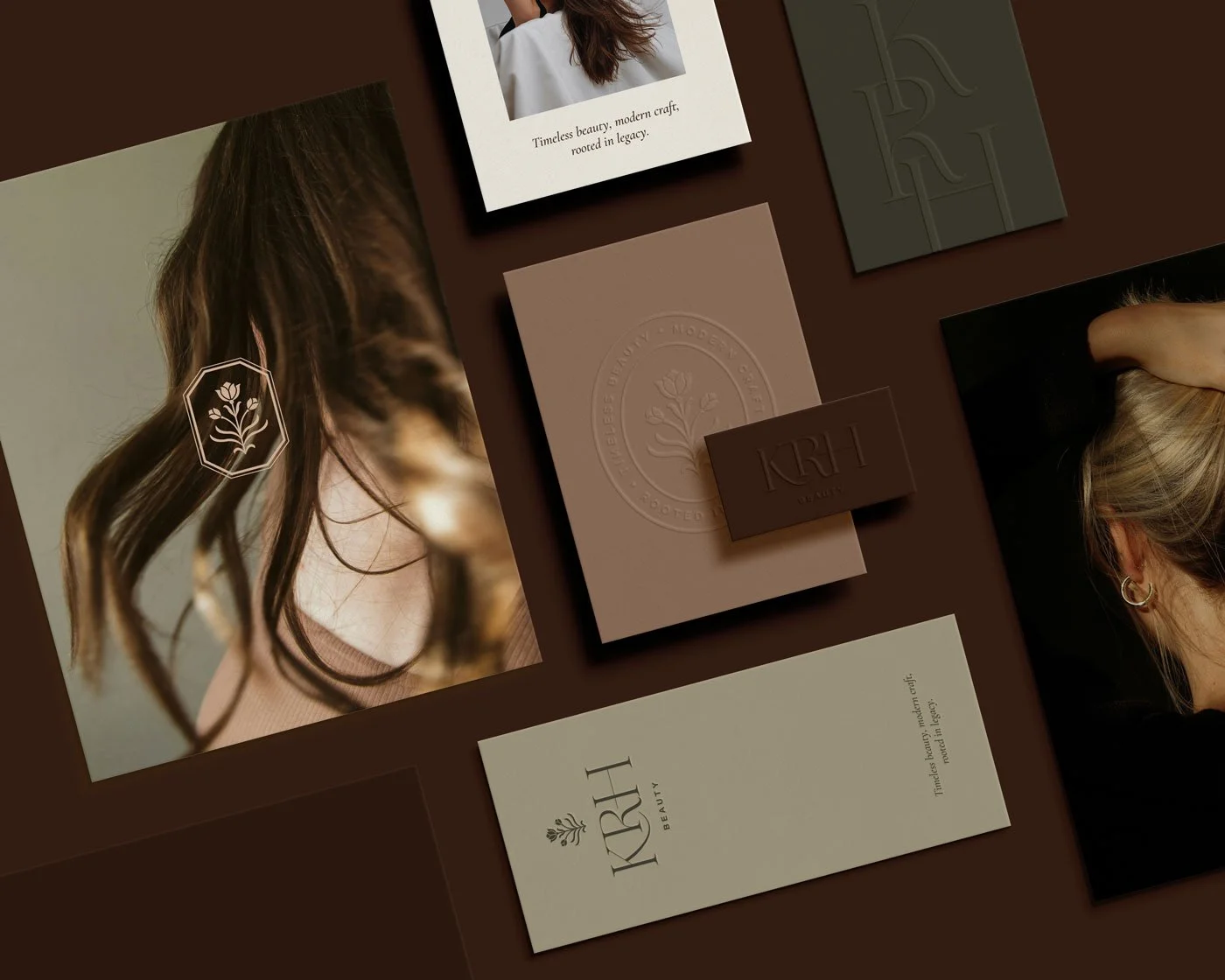 Flat lay of beauty branding assets and materials