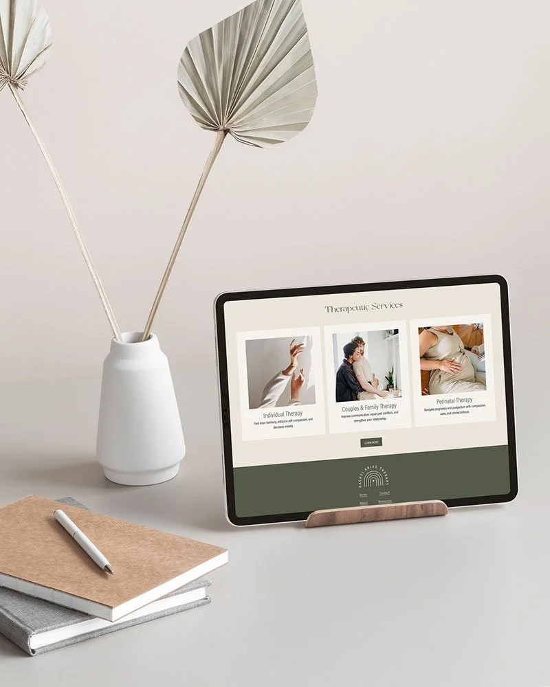 Health and Wellness Therapist Website on Tablet