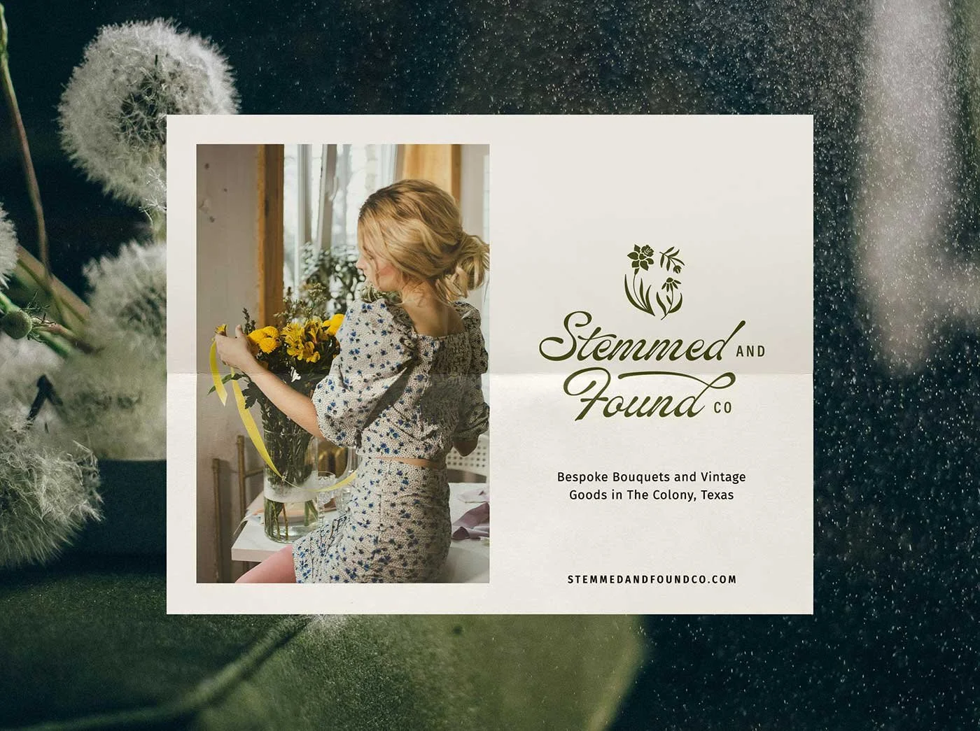 Stemmed and Found Co Flower Shop Brand Poster