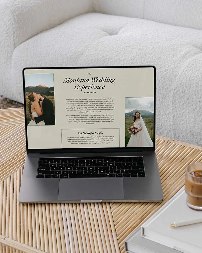 Wedding Photographer Website Design on Laptop