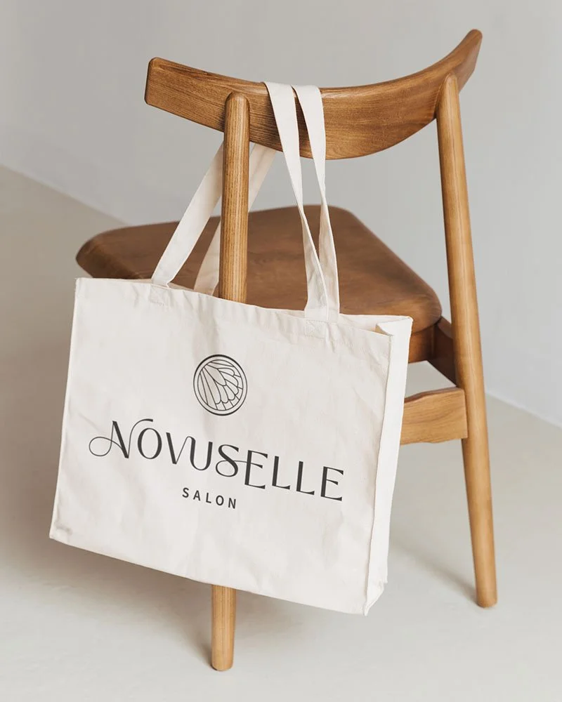 NovusElle Salon in Bend Oregon Logo Totebag Brand Collateral Design