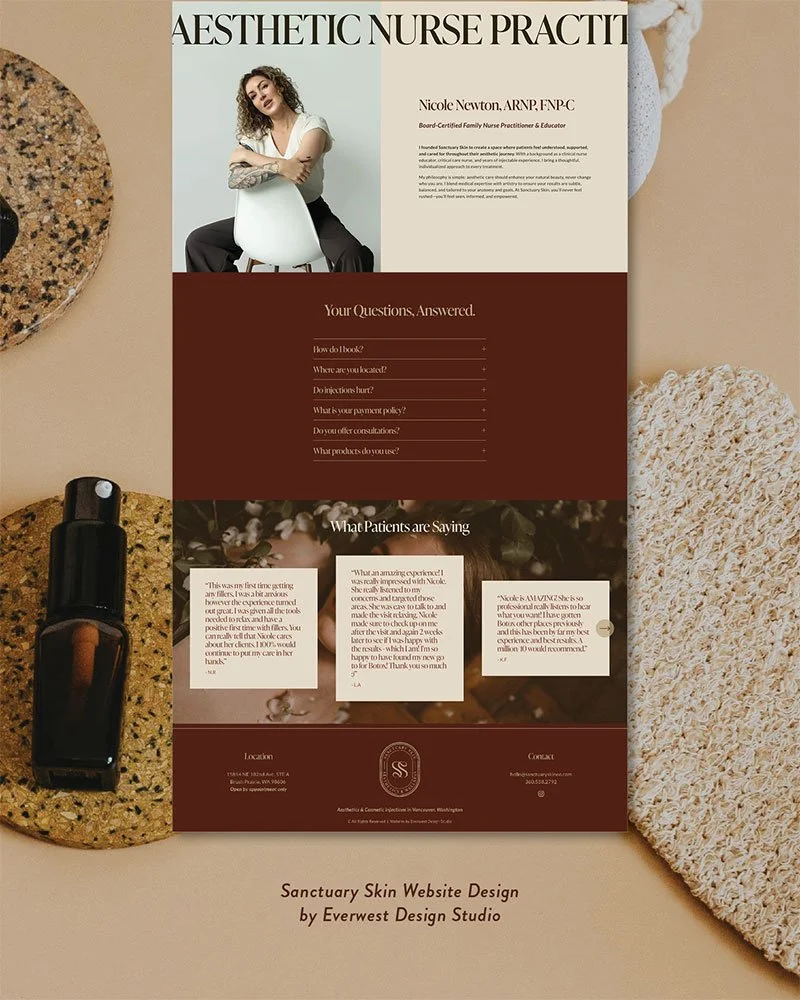 Modern Single Page Website Layout Design for Sanctuary Skin Aesthetics and Wellness