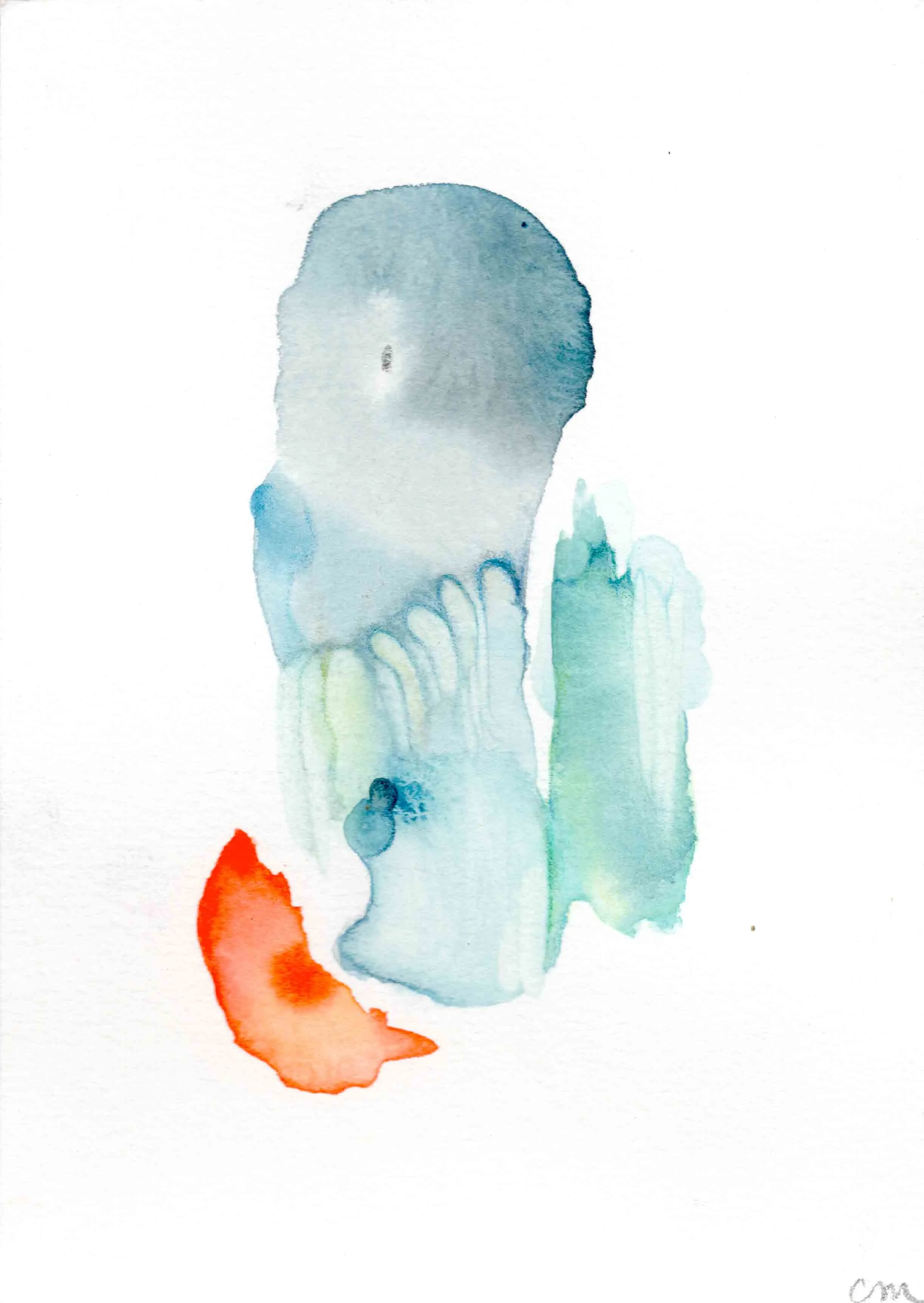 A dentist  Watercolor, Gouache, colored pencil on paper, 4 x 6 in 