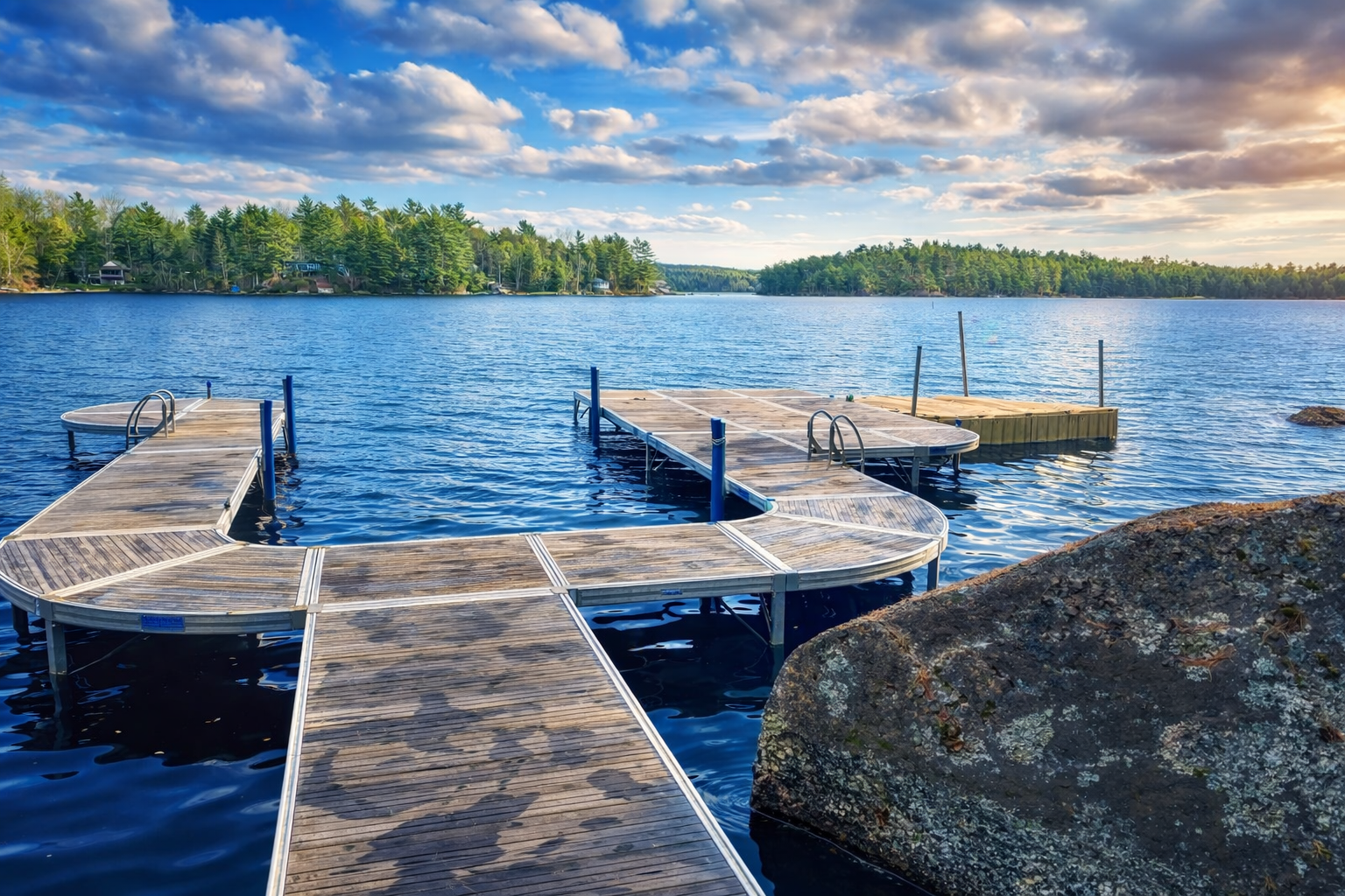 Aluminum Dock Installed on a Beautiful Maine Lake