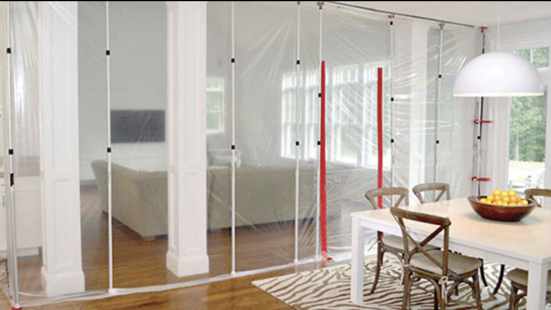 Containment area made to prevent dust from escaping water damaged area