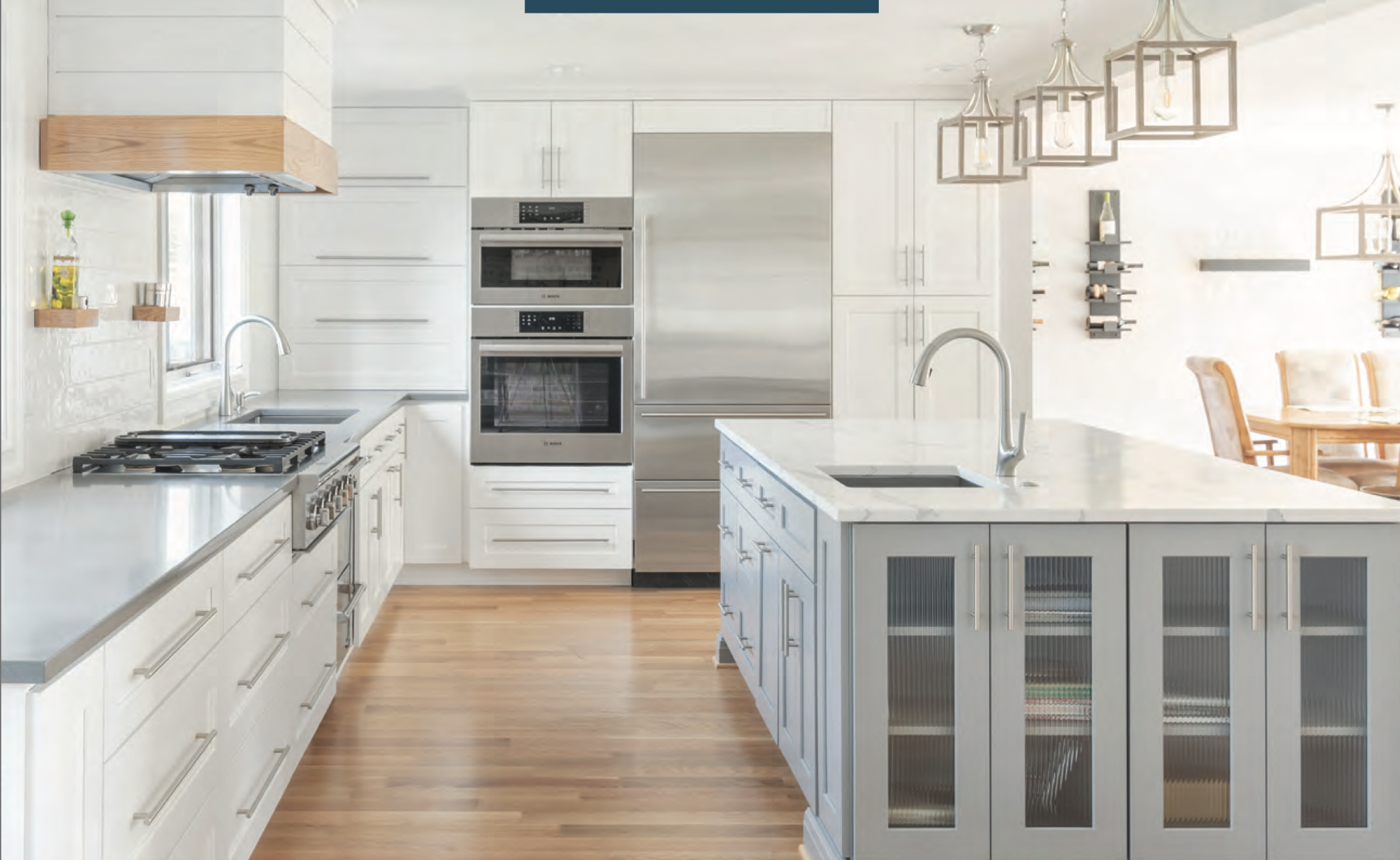 Custom and semi-custom kitchen cabinets after water damage.