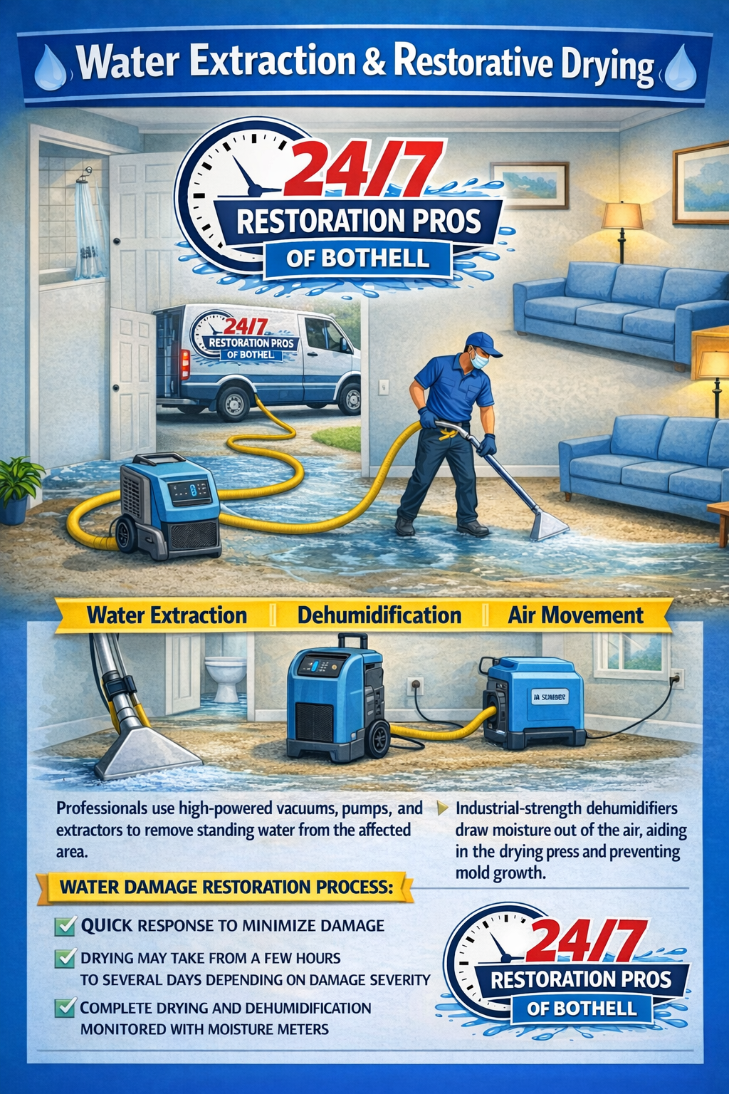Overview of water damage mitigation process.