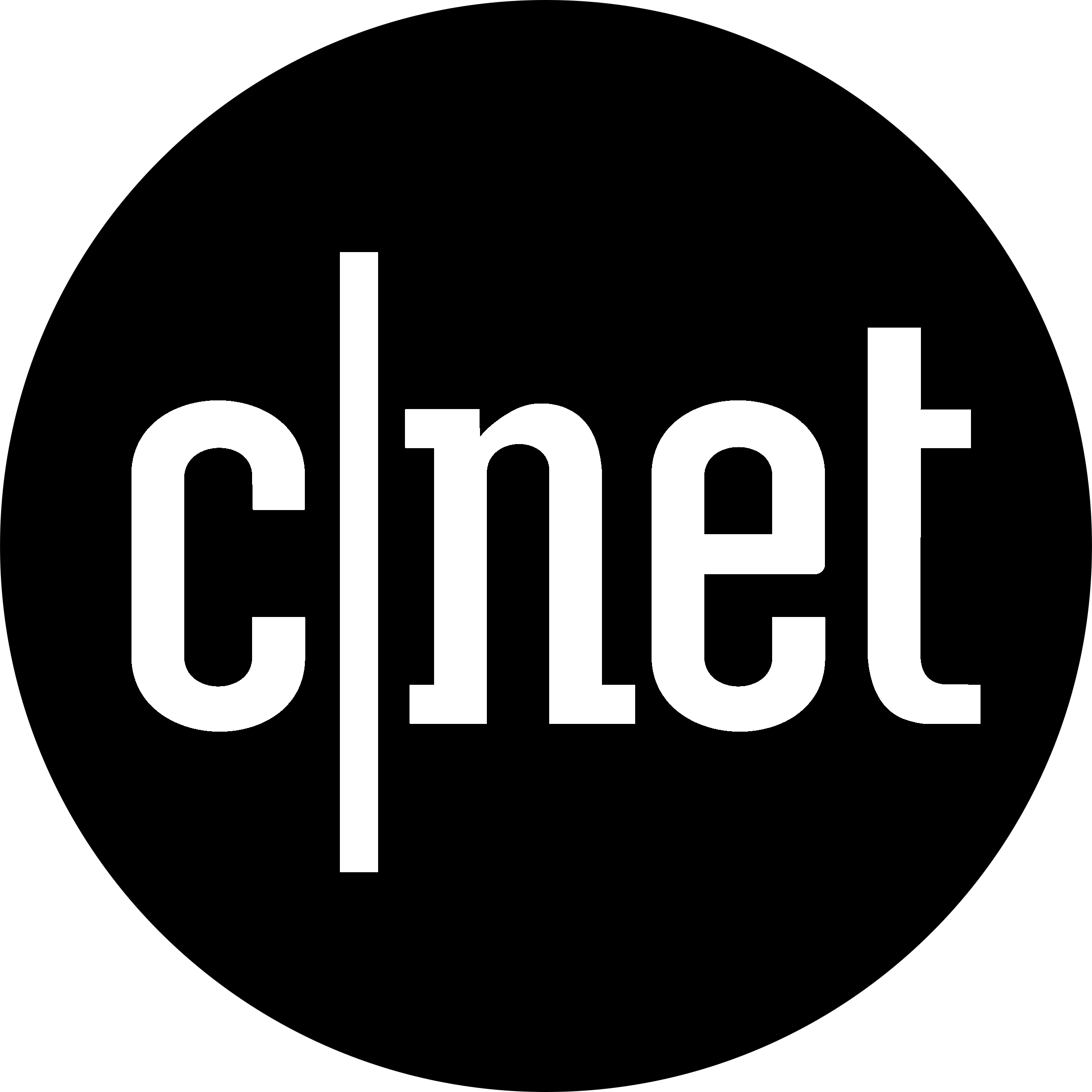 Large black logo for the company CNET