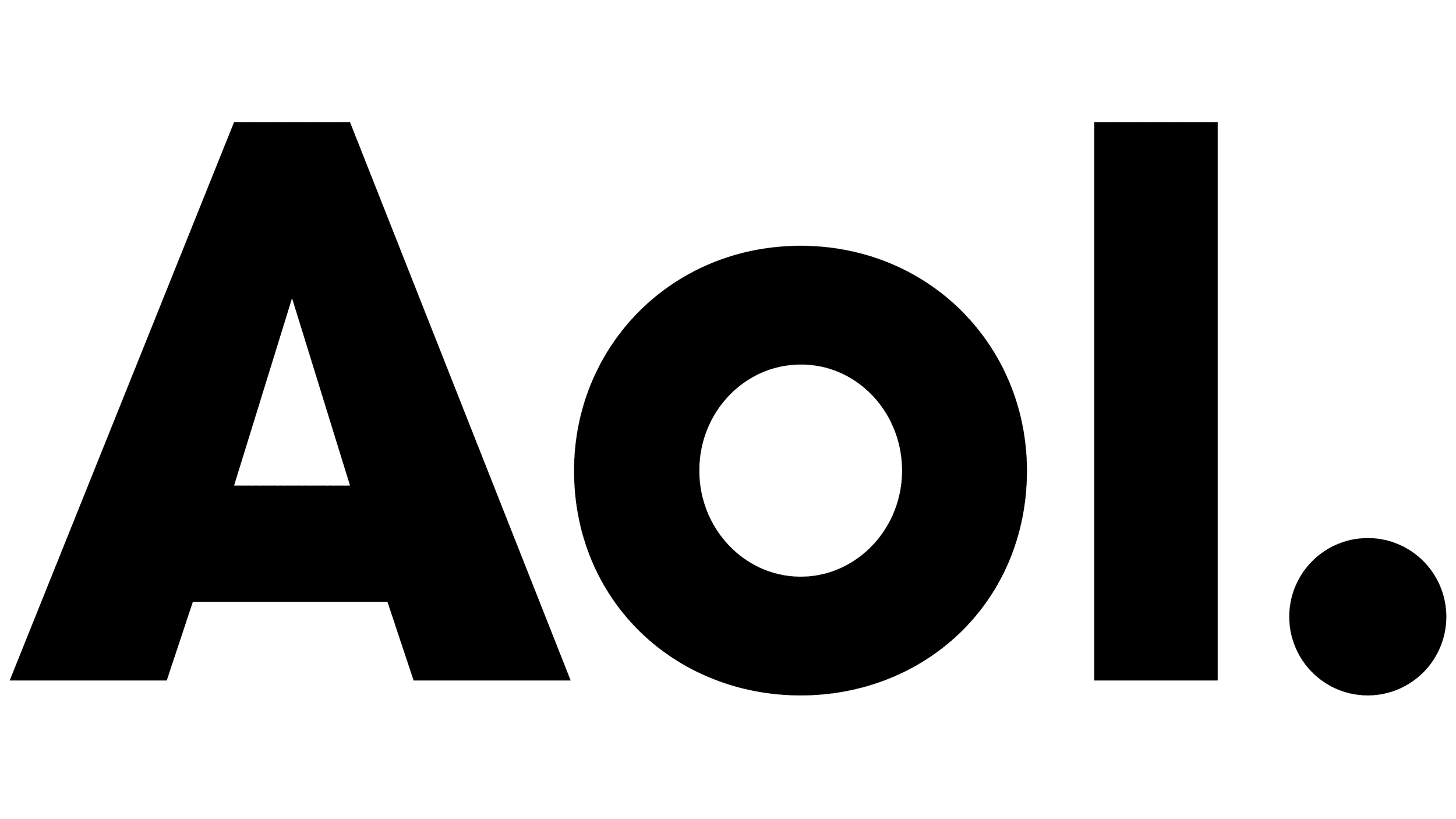 Large outlined letters spelling 'AOL' on a black background.