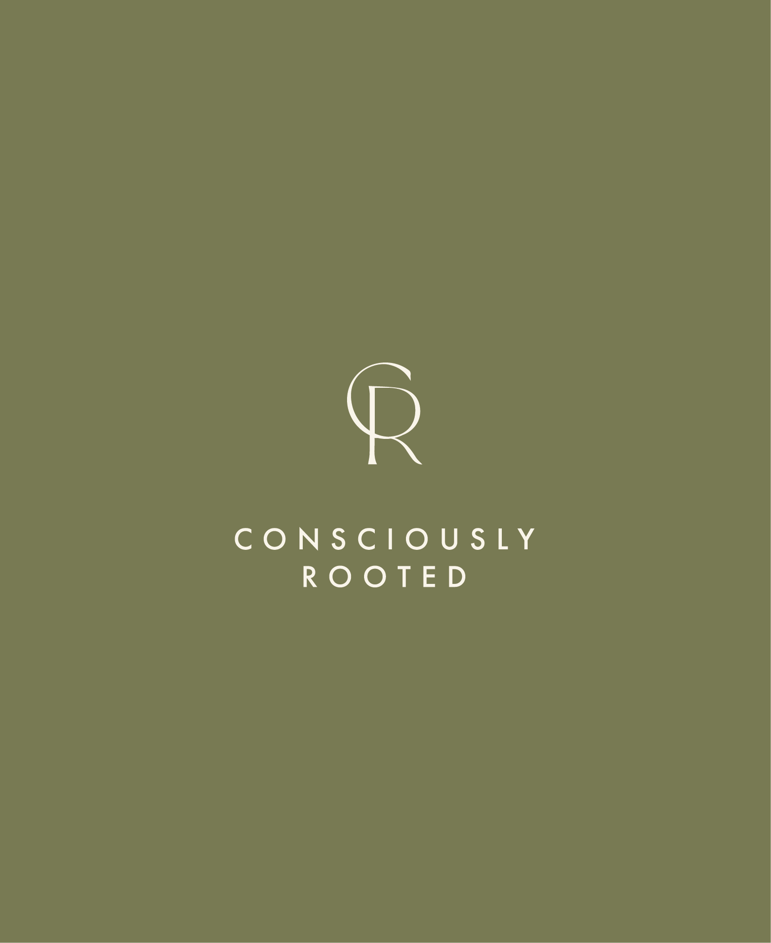 Green background with a logo and the words 'Consciously Rooted' centered in white text.