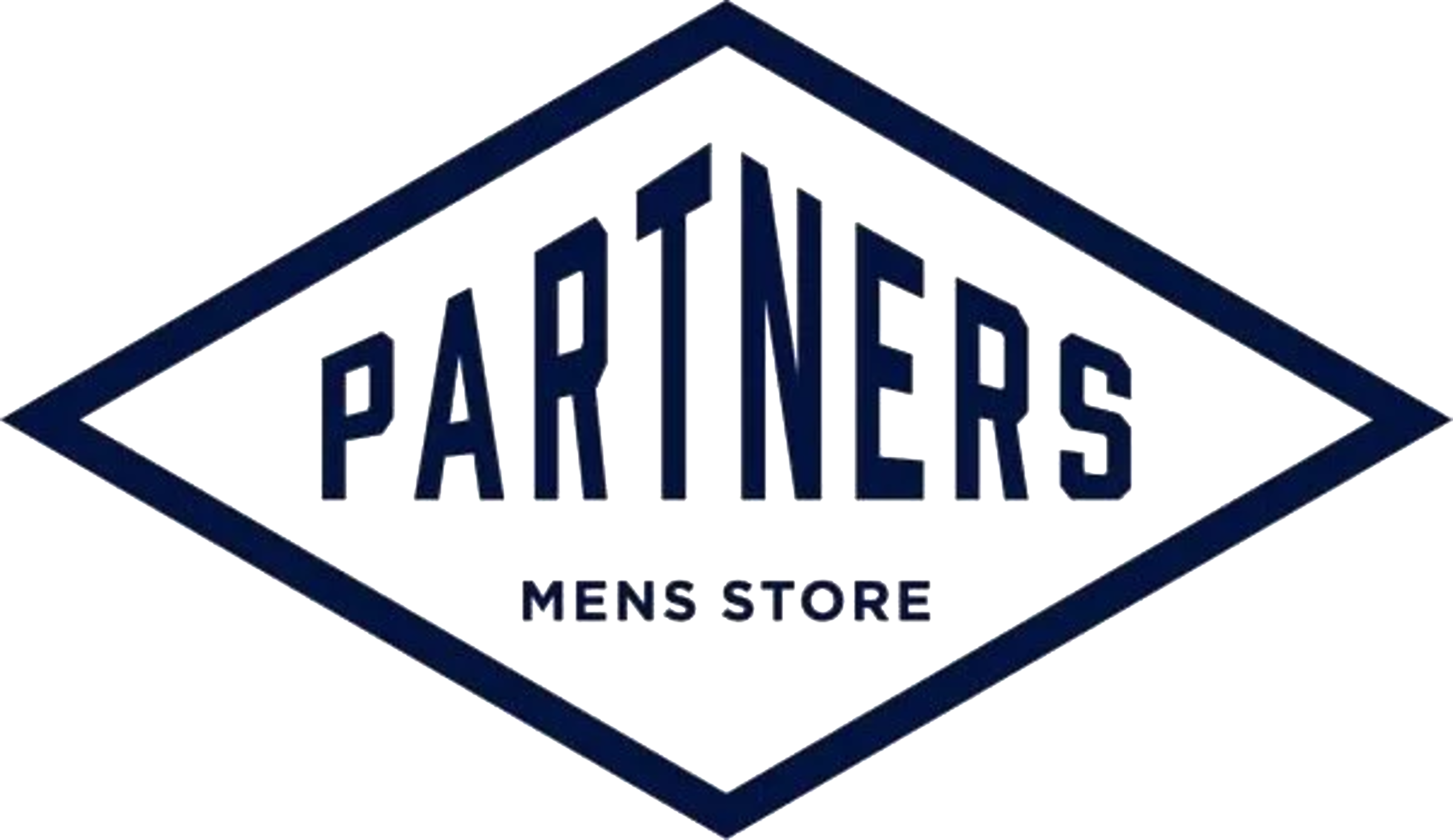Logo for Partners Menswear featuring a diamond shape with the words 'Partners' and 'Mens Store' inside.
