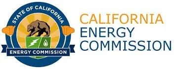California Energy Commission logo with a bear, water droplet, lightning bolt, and green hills