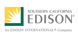 Southern California Edison logo with a yellow sunburst and green and white background.