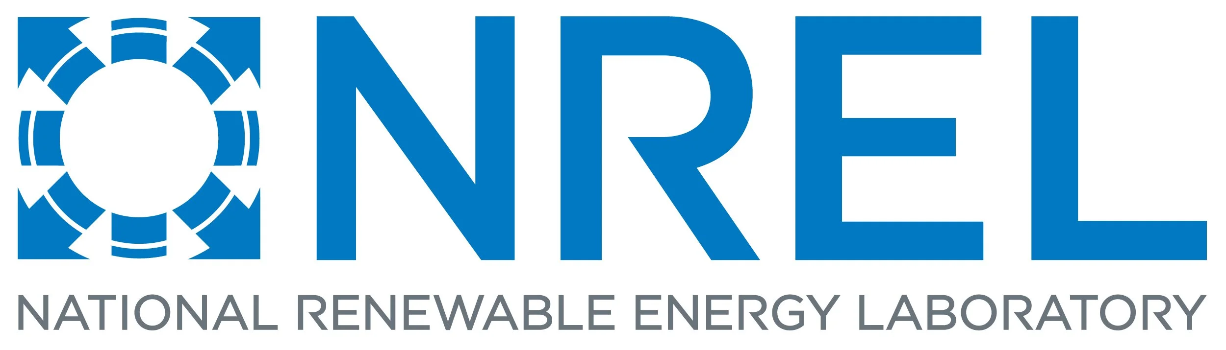 Logo of NREL with a stylized circular design and the words "NREL" and "National Renewable Energy Laboratory".
