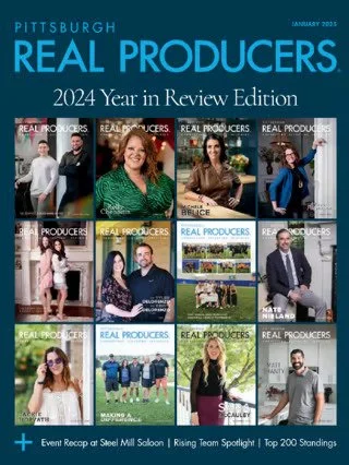 Cover of Pittsburg Real Producers magazine, January 2023, titled '2024 Year in Review Edition,' featuring a collage of nine individuals on the cover.