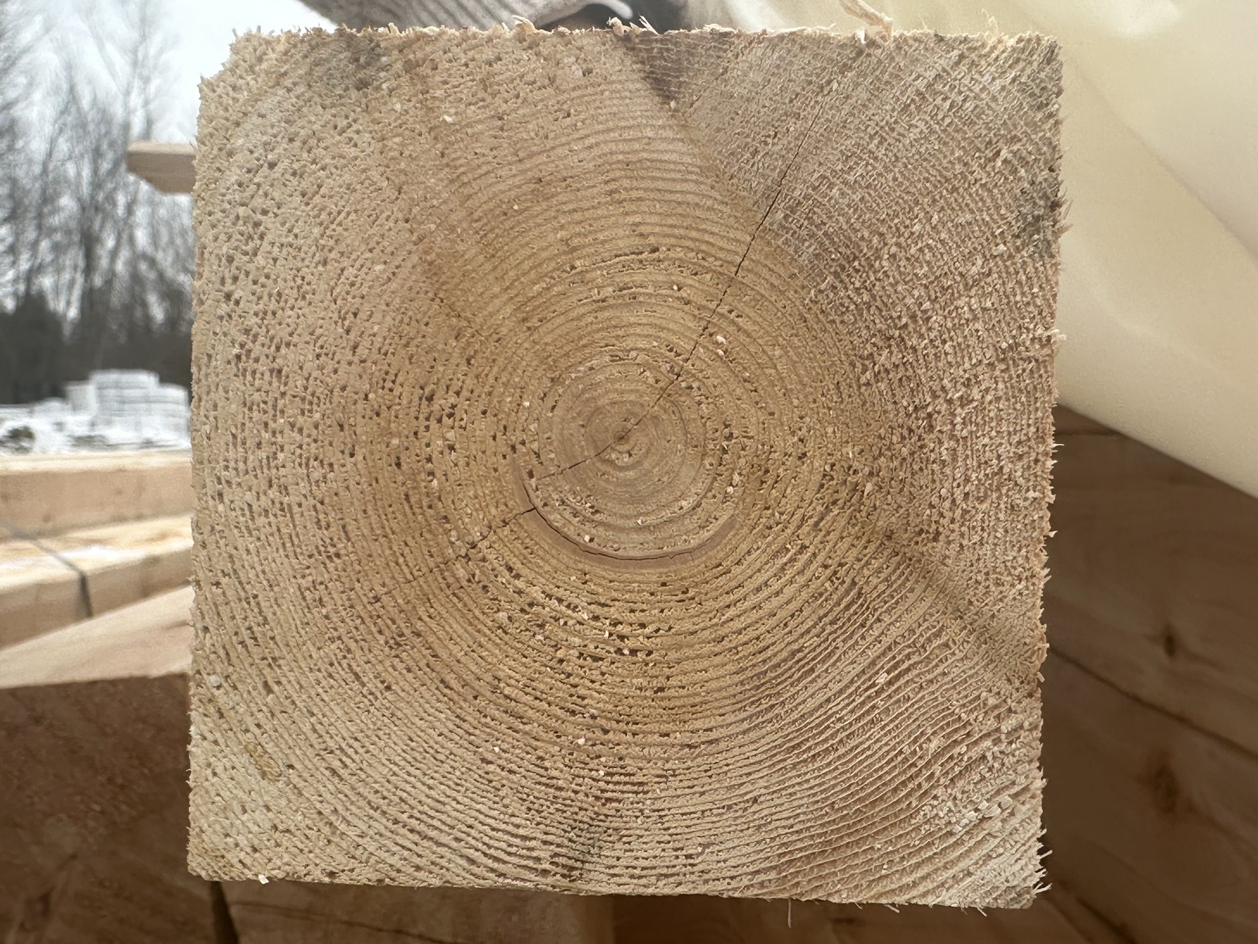 Mae Fence 'Heart-Center' Cedar Post that shows the core of the Cedar tree centered in the post