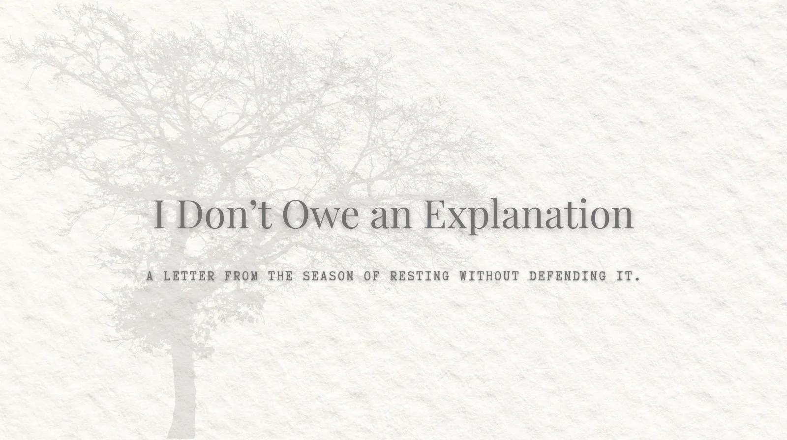 I Stopped Explaining Myself