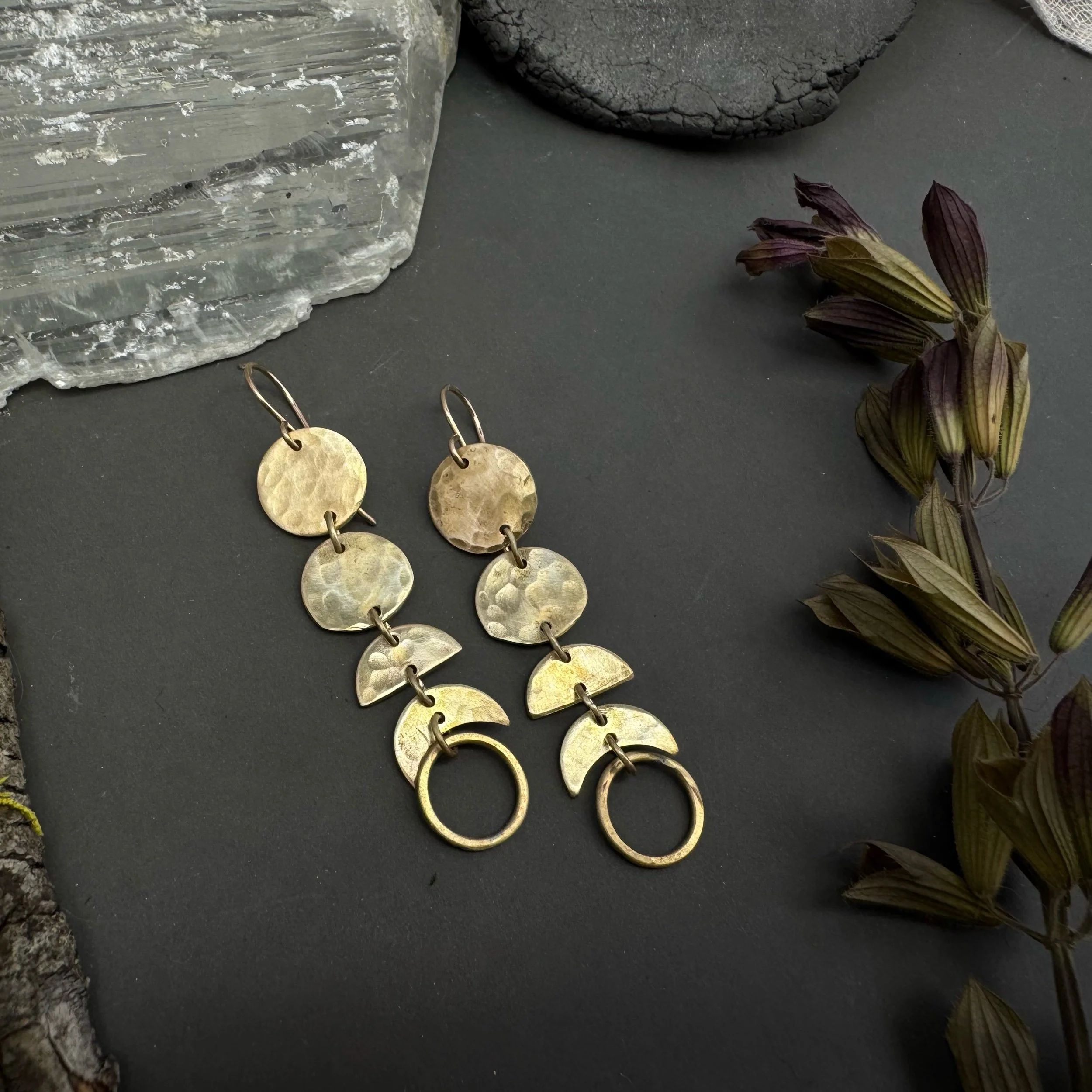 Phases -Brass Moon Phase Earrings