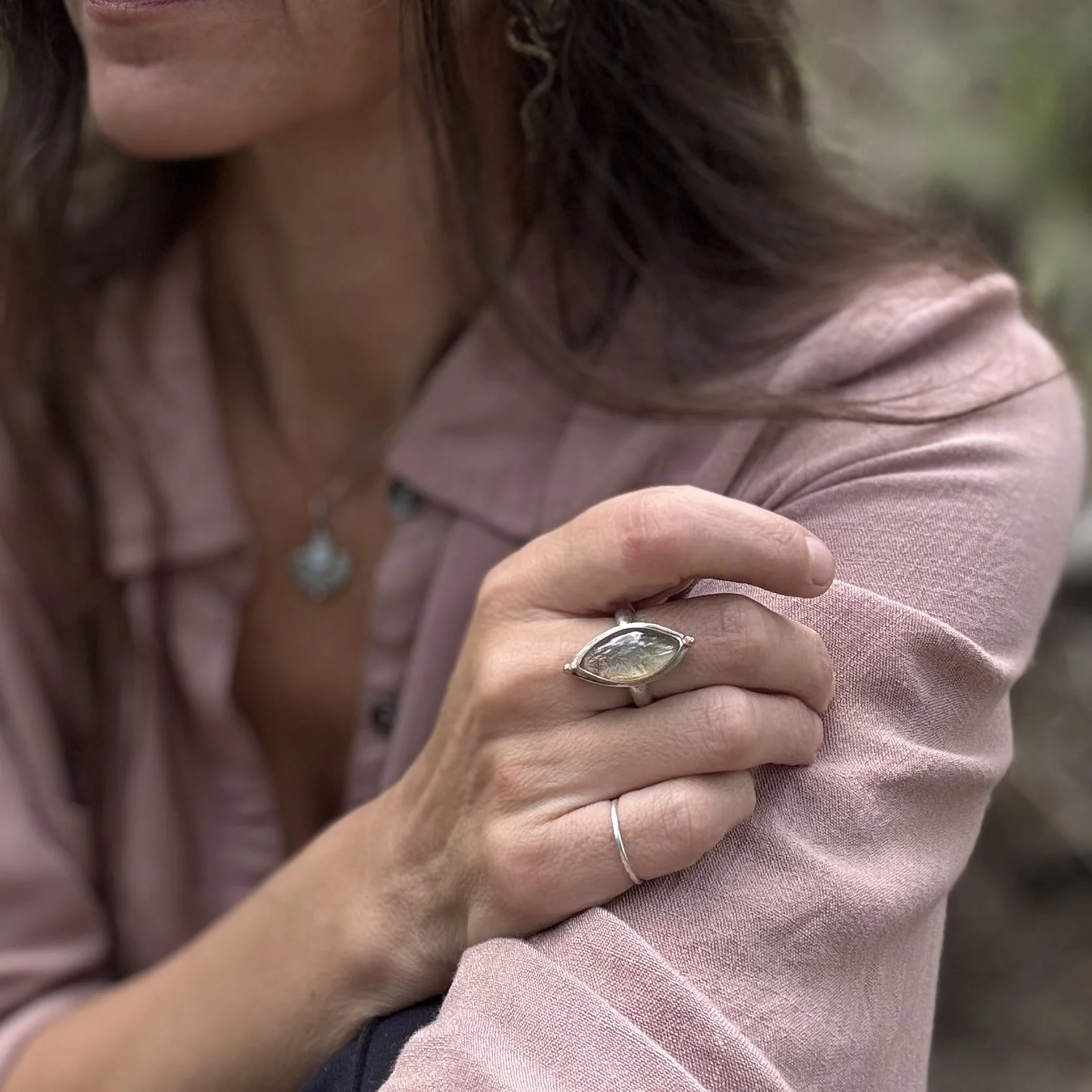 of myth and matter earth inspired handmade dendritic agate ring with root like inclusions