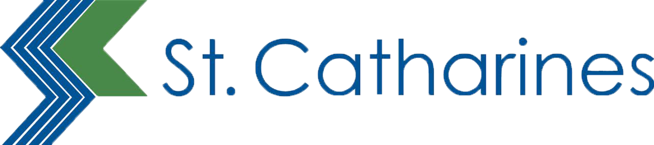 Logo with the text 'St. Catharines' and stylized arrows pointing to the right.