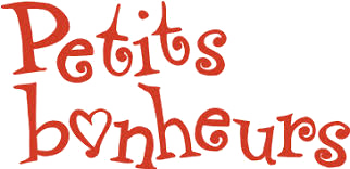 Logo for 'Petits Bonheurs' in red stylized letters on a white background.