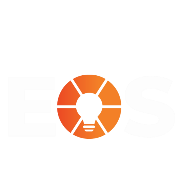 The image features the phrase 'EAS' with a light bulb design in the center of a circular pattern incorporating orange shades. The overall style suggests a focus on ideas or innovation.