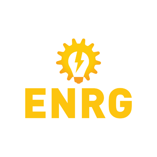 Logo with a gear and lightning bolt symbol above the yellow text 'ENRG'.