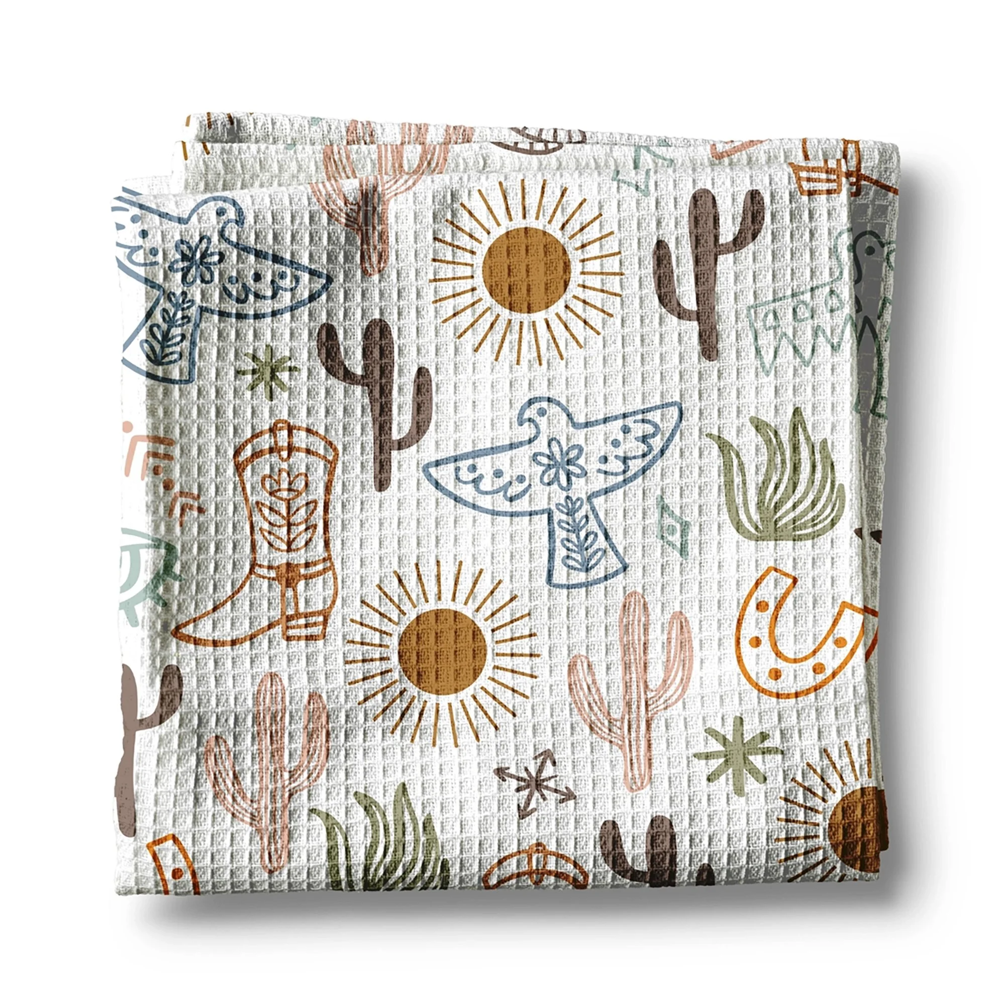 Waffle Weave Kitchen Towel 16" x 24" (Aztec Western)