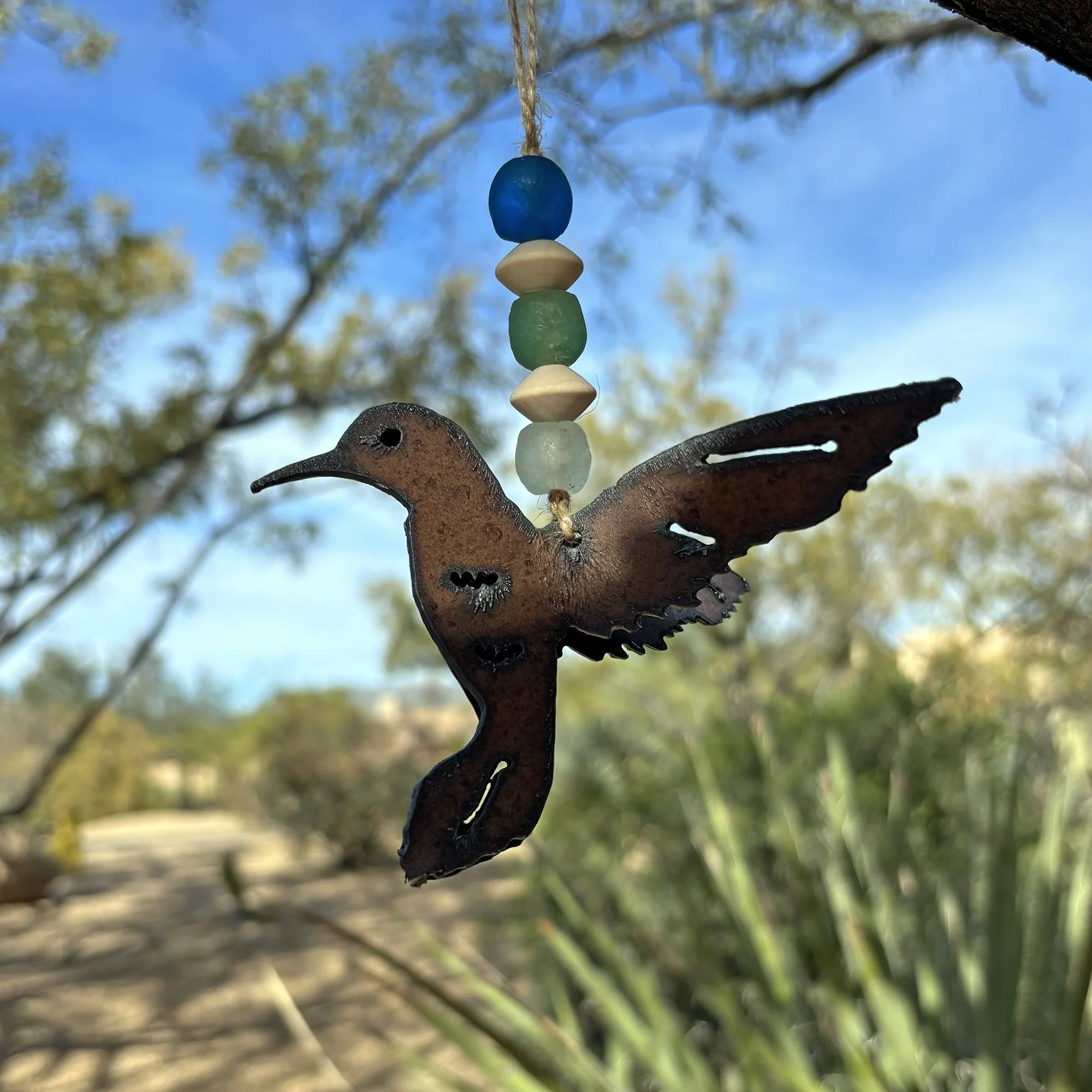 Rustic Hummingbird Yard Ornament