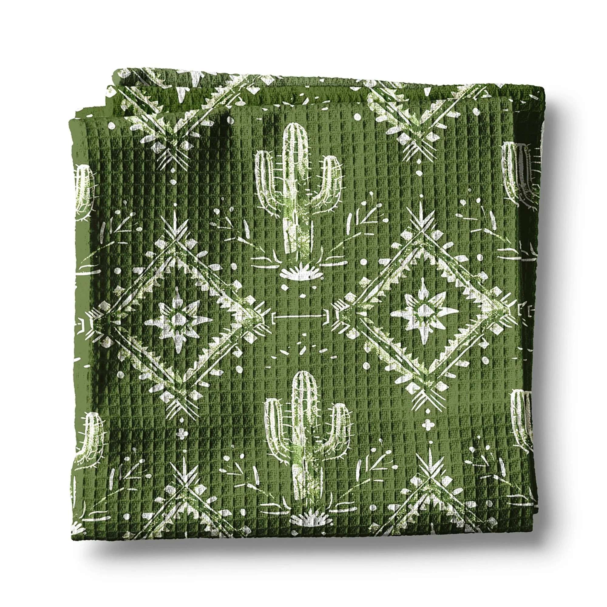 Waffle Weave Kitchen Towel 16" x 24" (Saguaro Green)