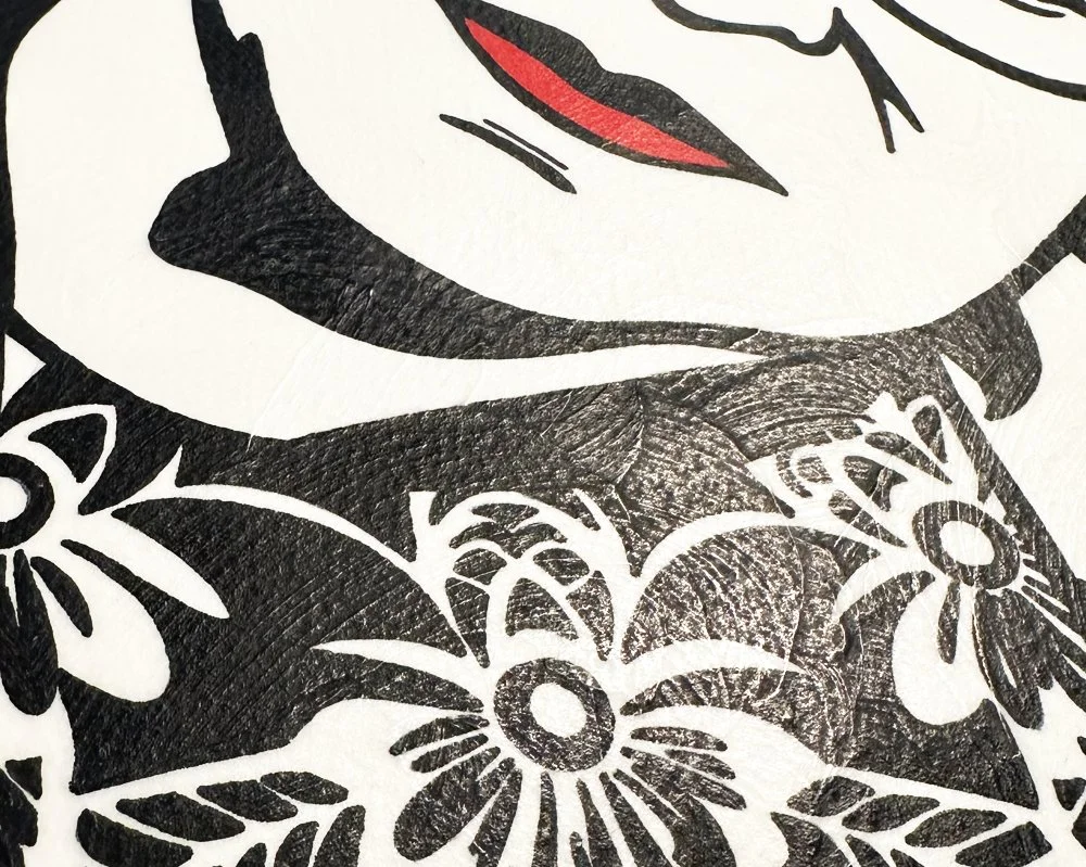 Angled macro photography showing the matte texture of gouache sealed with Dorland’s wax.