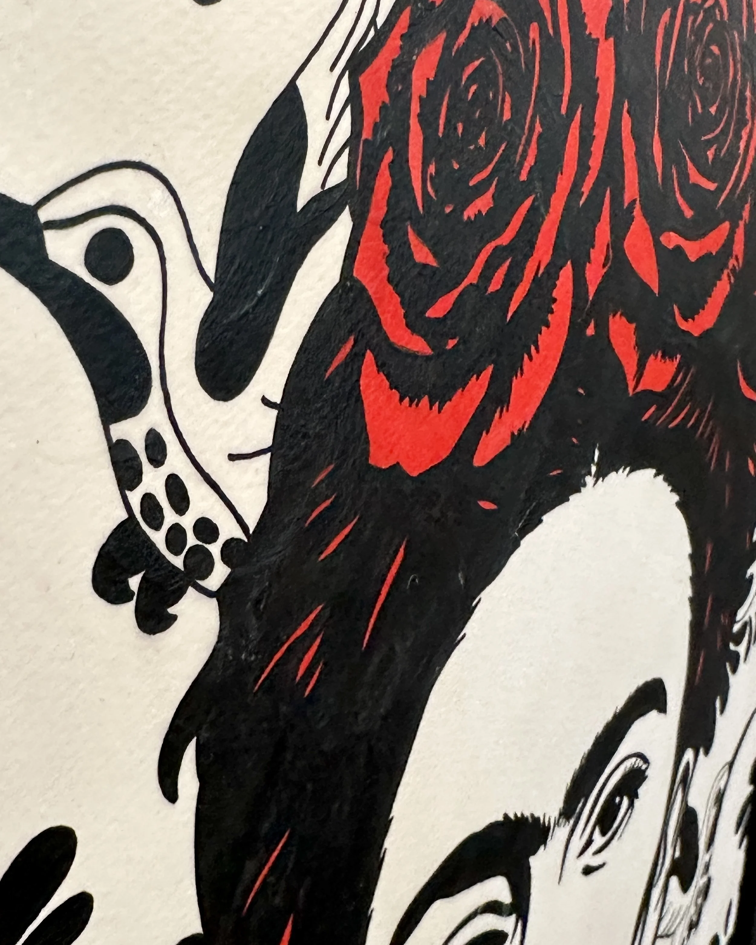 Side view of the textured black frame showing the archival mounting and glass free finish.