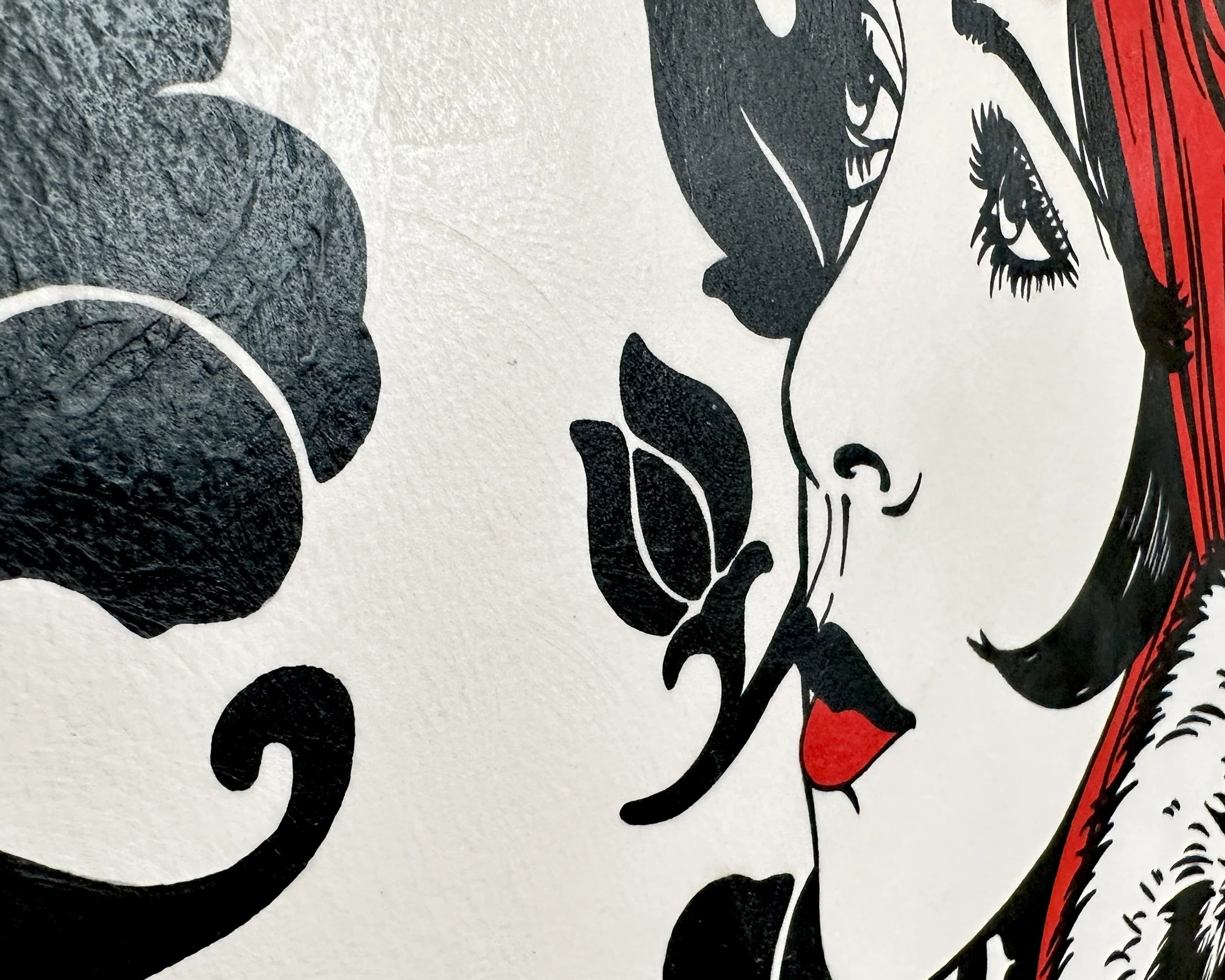 Artist Brett Hodges at Quiet Corner Art Studio, Omaha, NE, original gouache Pop Art portrait of Clara Bow inspired by 1920s silent film and flapper era fashion.