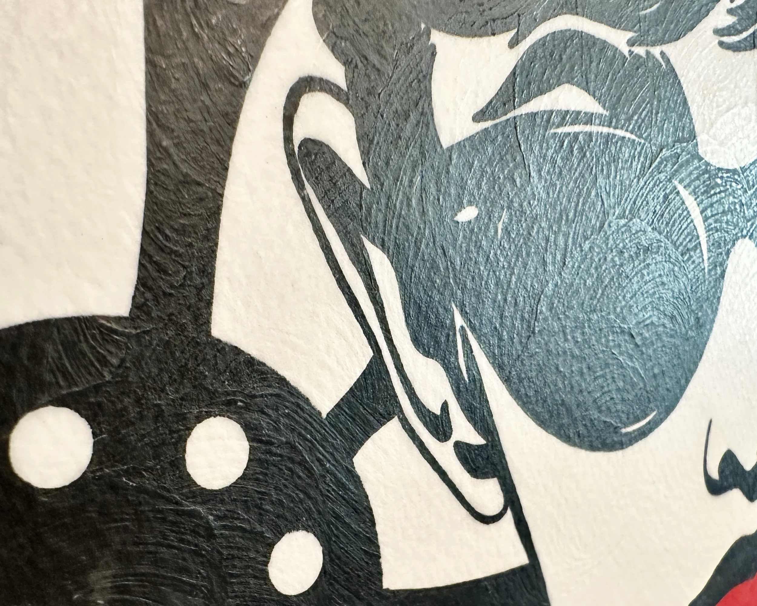 Original framed painting titled In Audrey's Footsteps featuring a pop art portrait of Audrey Hepburn with sunglasses and a floral background by Omaha artist.