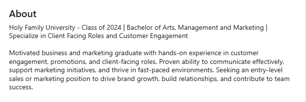 This is a basic description for Thomas' career so far, and simply explaining for employers what he is looking for.