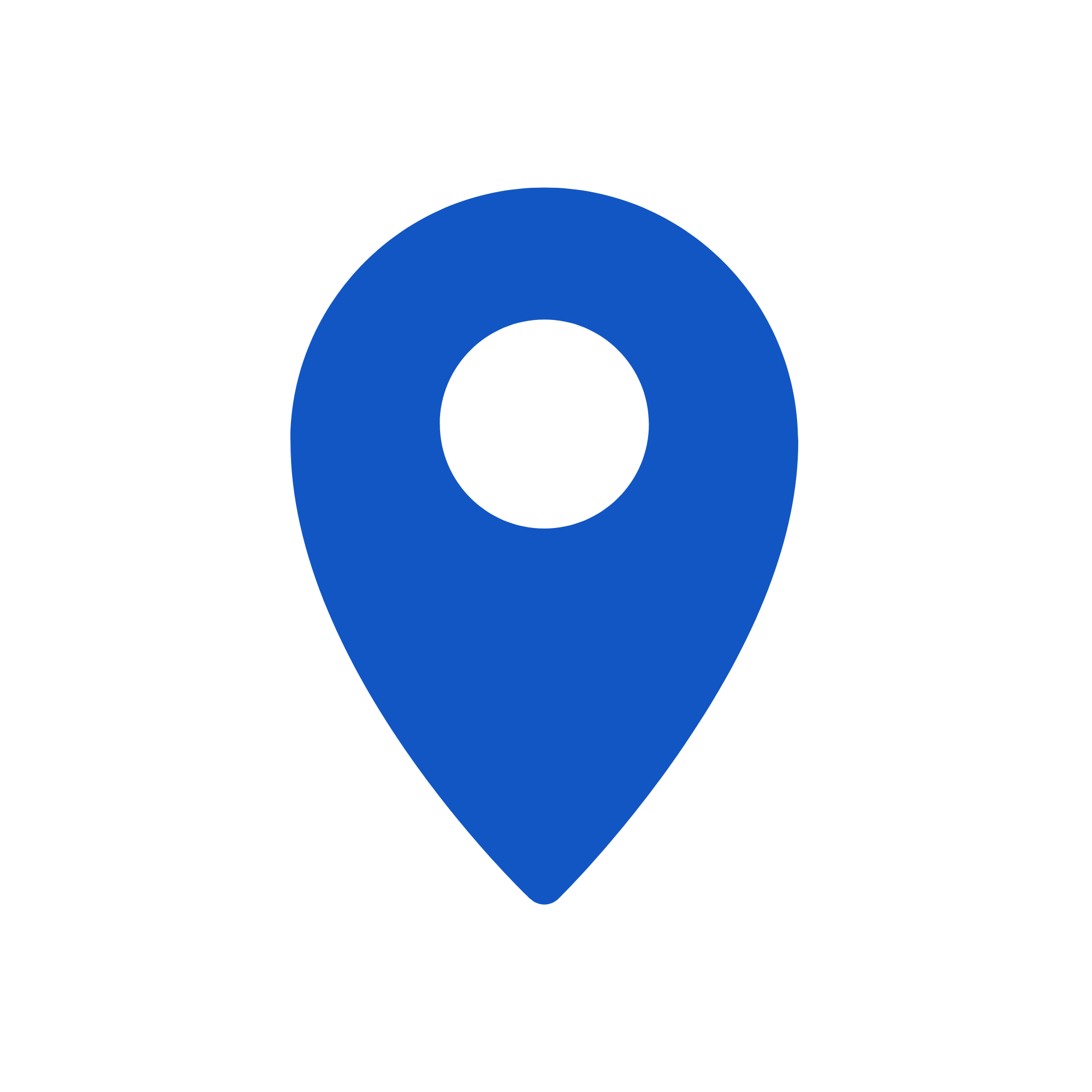 Blue map marker icon on white background.