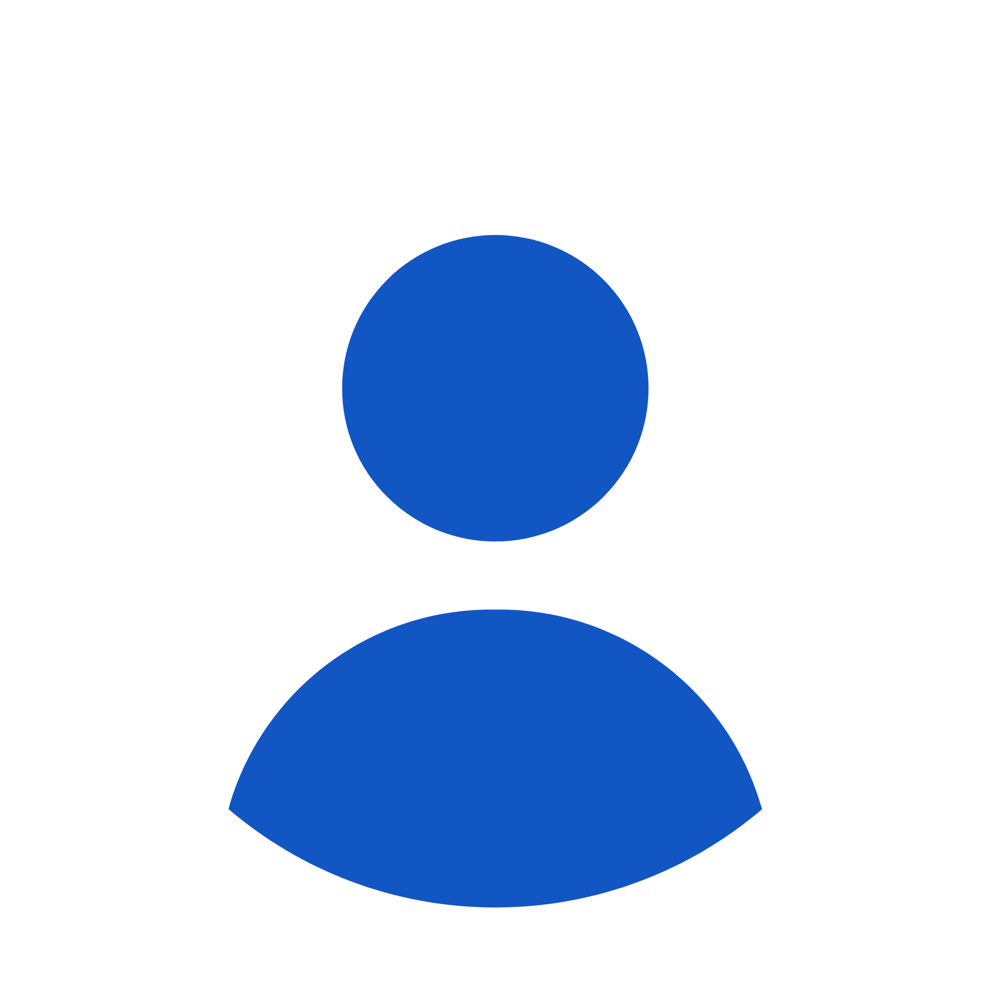 Blue user profile icon with a circular head and a semi-circular shoulders.