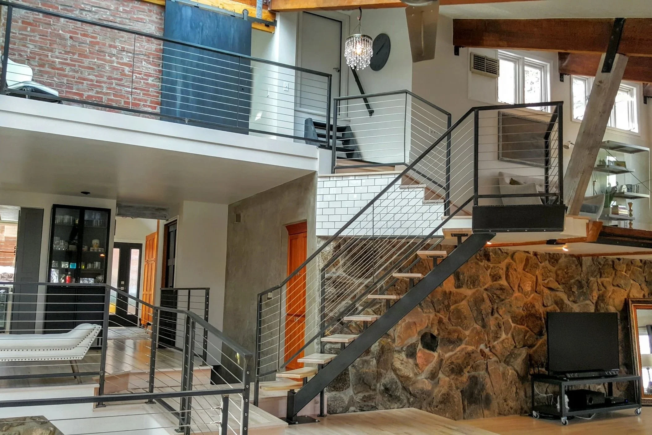 Cable railing in home