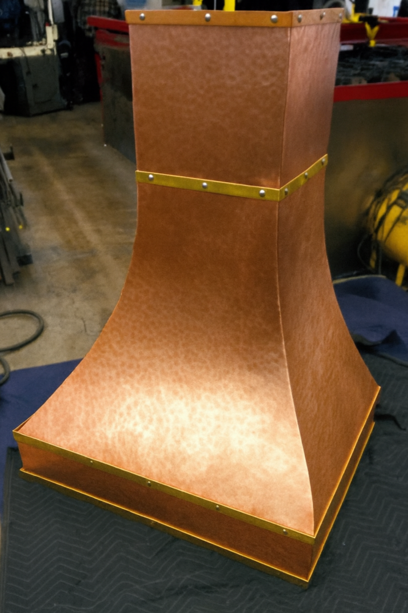 Copper and bronze range hood