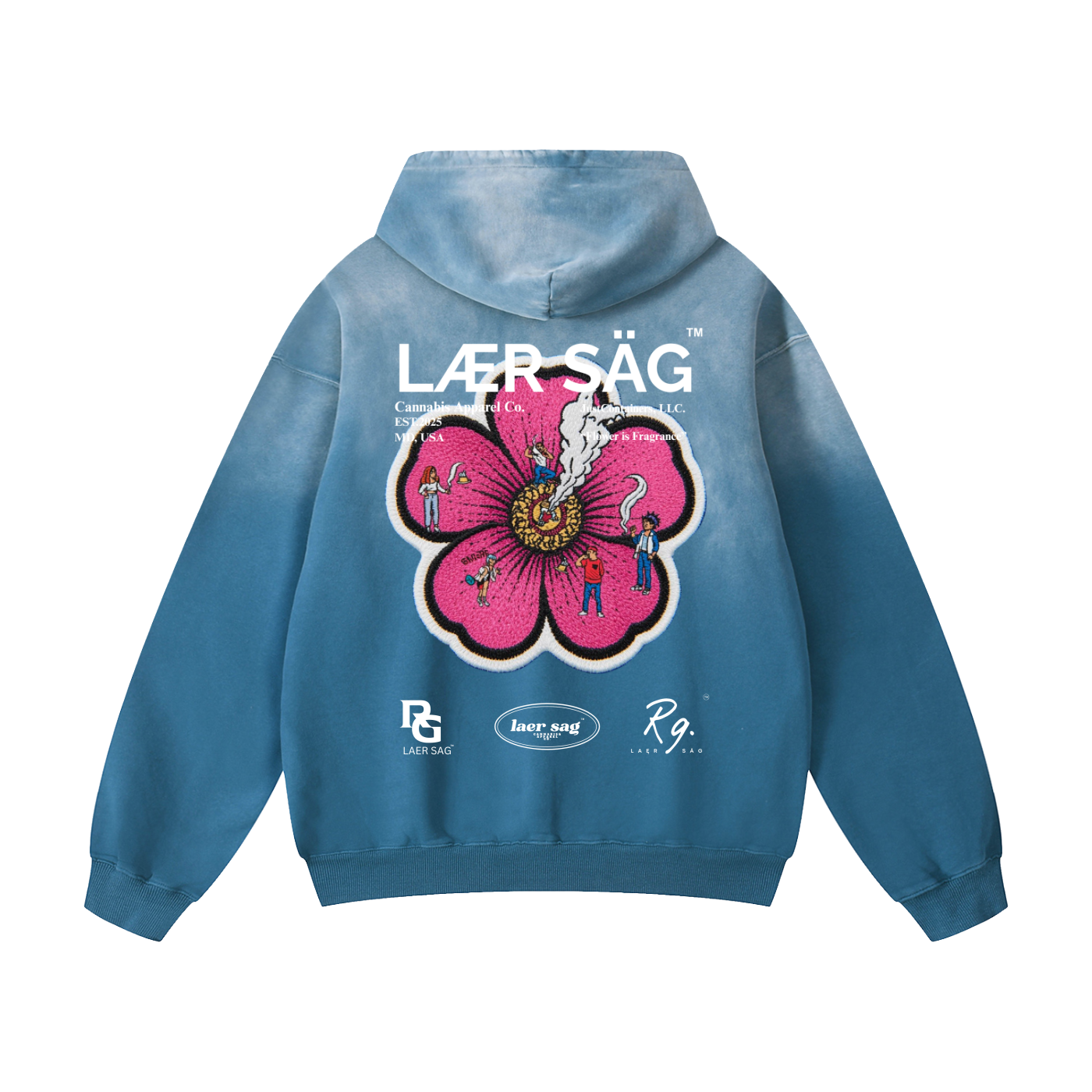Sunfade Laer Sag Origin Hoodie - Jeans Blue