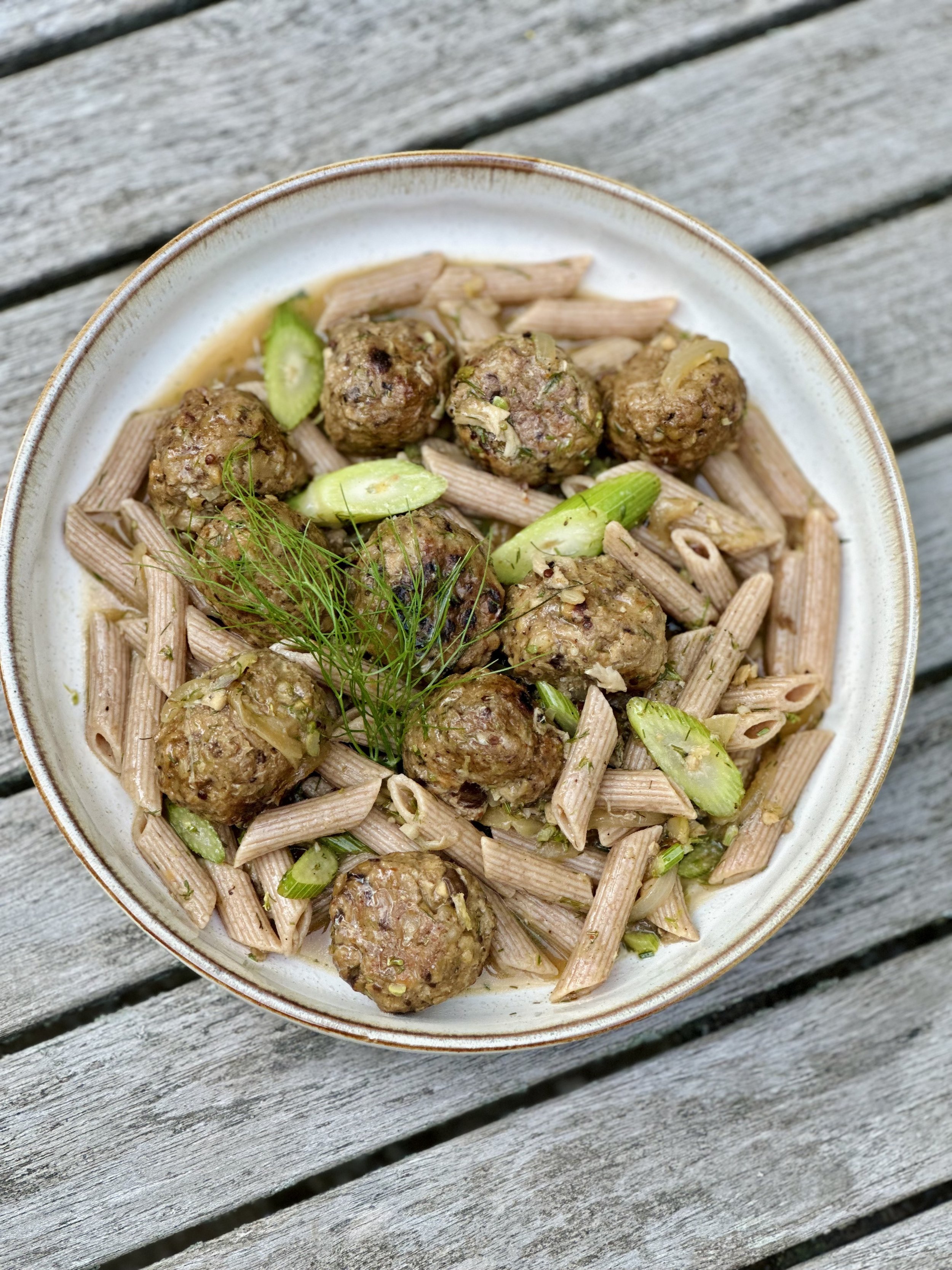 Einkhorn Mushroom Meatball and Penne