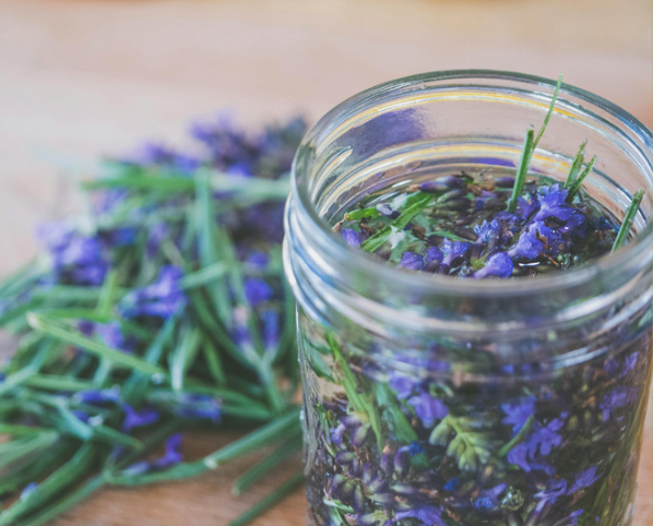 Bottles of infused vinegars